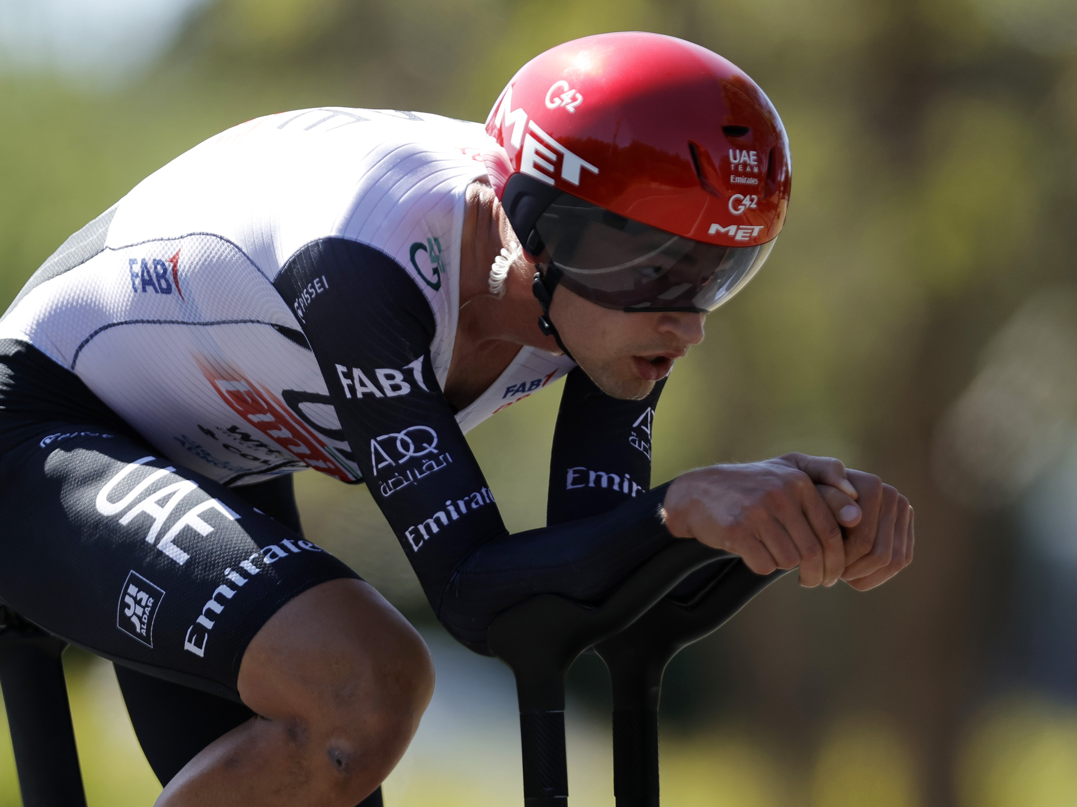 Australian cyclist Jay Vine of UAE Team Emirates competing in the individual time trial at the 2023 AusCycling Road National Championships